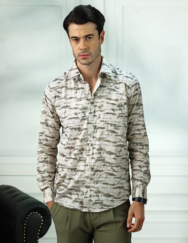 Marble Moss Cotton Shirt Mint Green